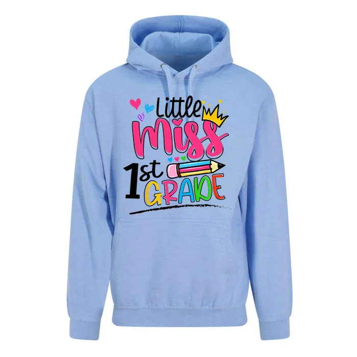 Little Miss First Grade Back To School 1st Grader Kids Unisex Surf Hoodie