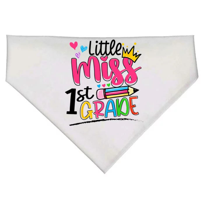 Little Miss First Grade Back To School 1st Grader Kids USA-Made Doggie Bandana