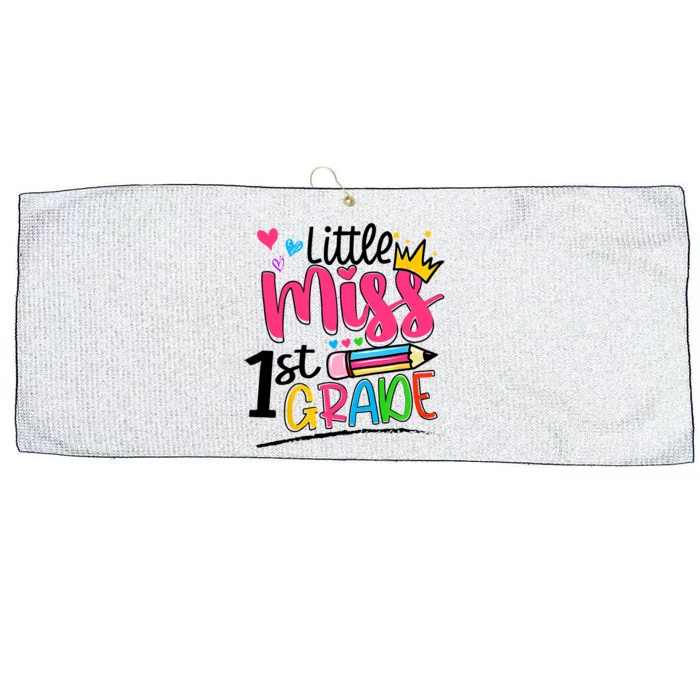 Little Miss First Grade Back To School 1st Grader Kids Large Microfiber Waffle Golf Towel