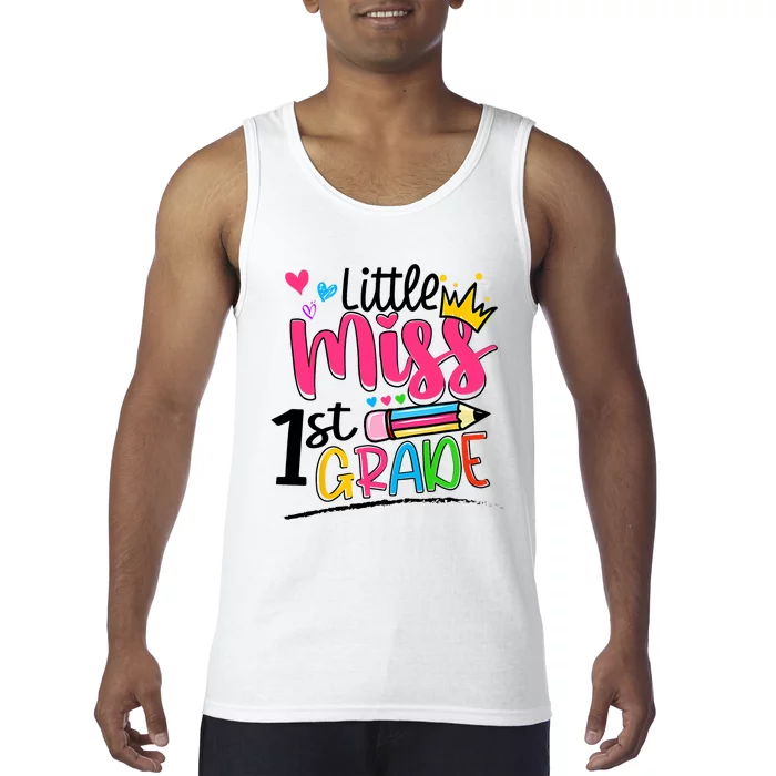 Little Miss First Grade Back To School 1st Grader Kids Tank Top