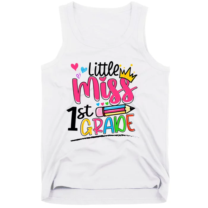 Little Miss First Grade Back To School 1st Grader Kids Tank Top