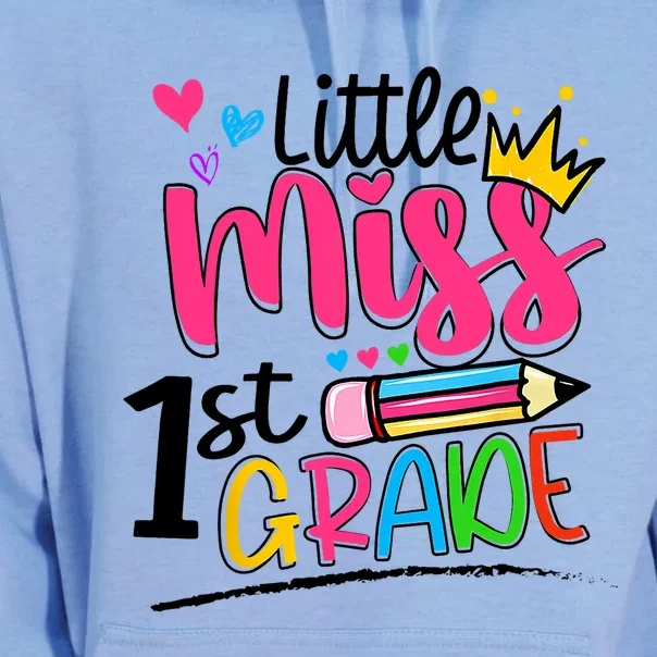 Little Miss First Grade Shirts Back To School 1st Grader Kids Unisex Surf Hoodie