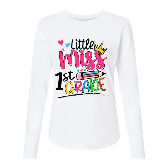 Little Miss First Grade Shirts Back To School 1st Grader Kids Womens Cotton Relaxed Long Sleeve T-Shirt