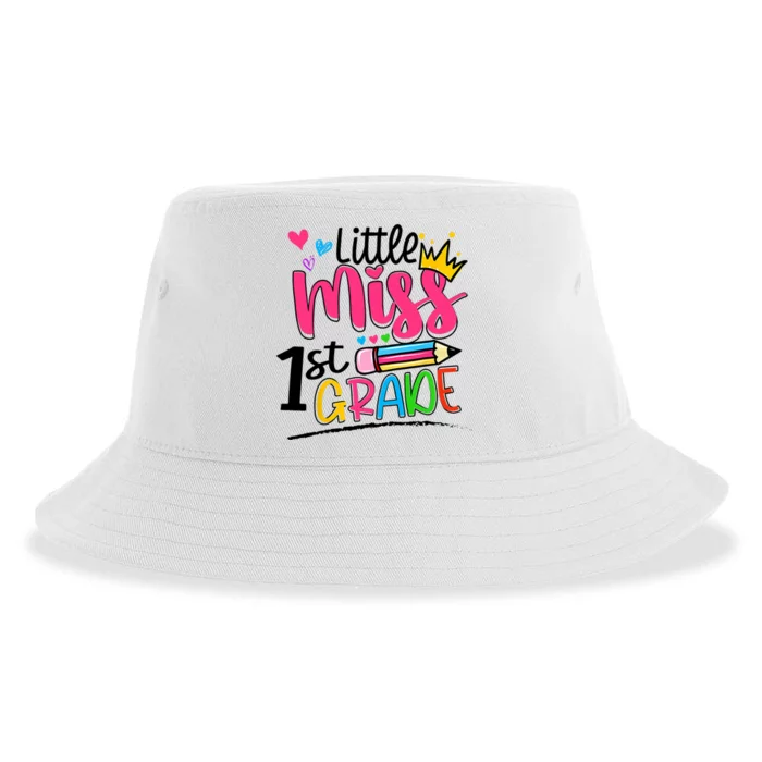 Little Miss First Grade Shirts Back To School 1st Grader Kids Sustainable Bucket Hat