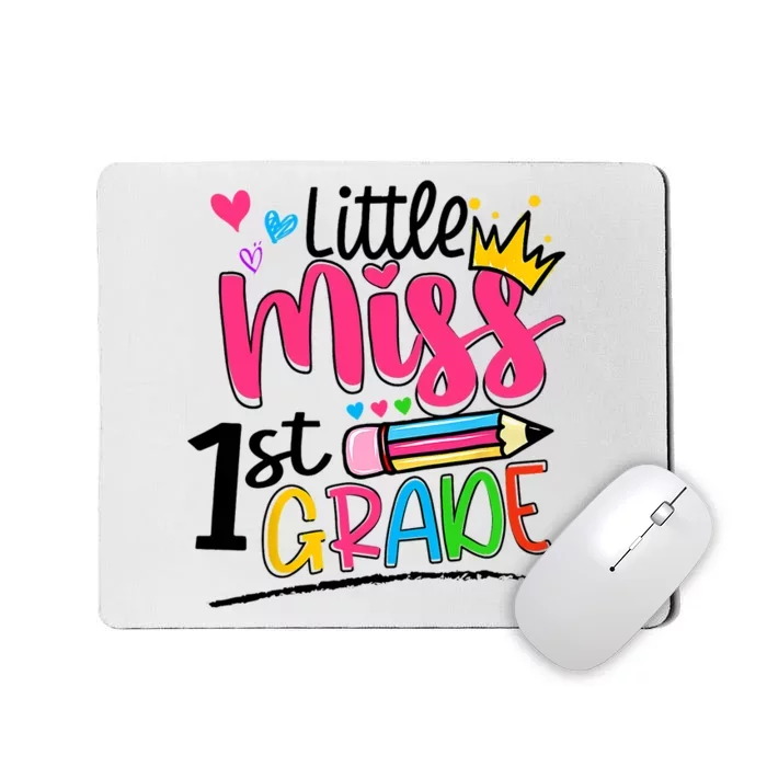 Little Miss First Grade Shirts Back To School 1st Grader Kids Mousepad