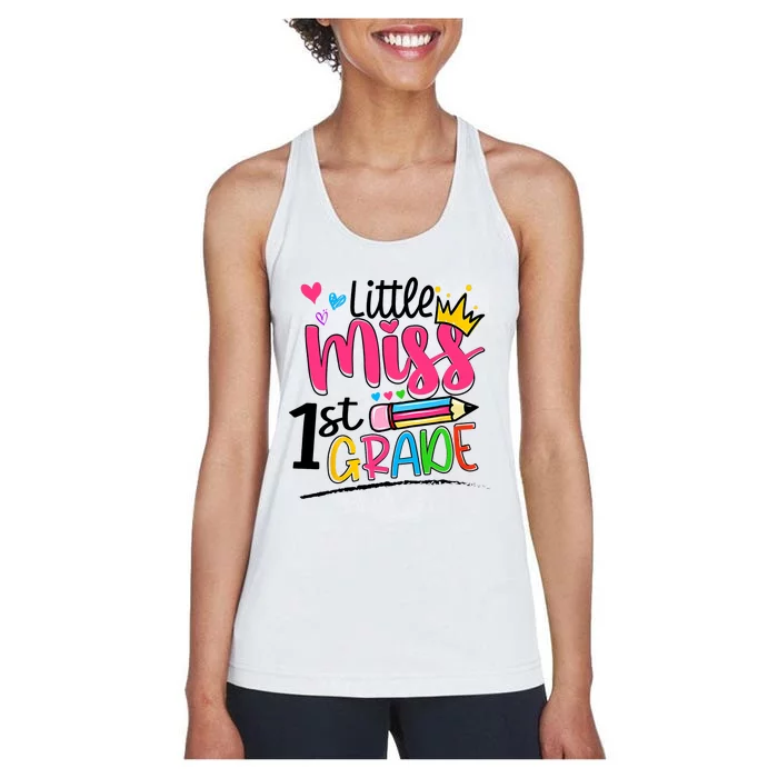 Little Miss First Grade Shirts Back To School 1st Grader Kids Women's Racerback Tank