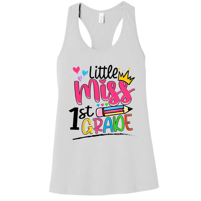 Little Miss First Grade Shirts Back To School 1st Grader Kids Women's Racerback Tank