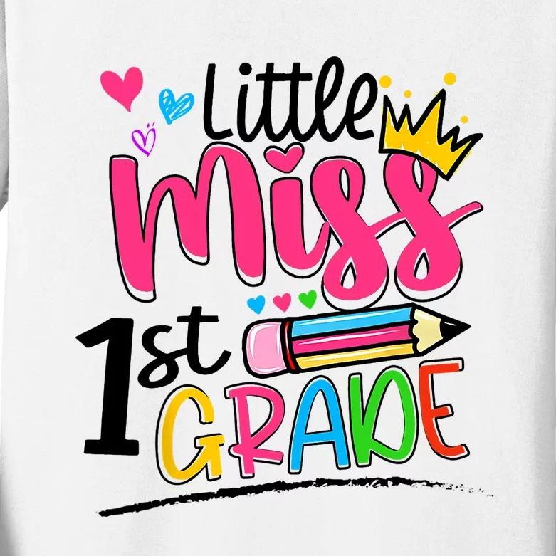 Little Miss First Grade Shirts Back To School 1st Grader Kids Kids Long Sleeve Shirt