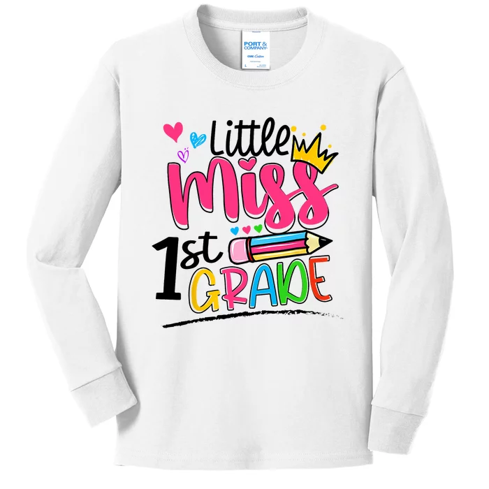 Little Miss First Grade Shirts Back To School 1st Grader Kids Kids Long Sleeve Shirt