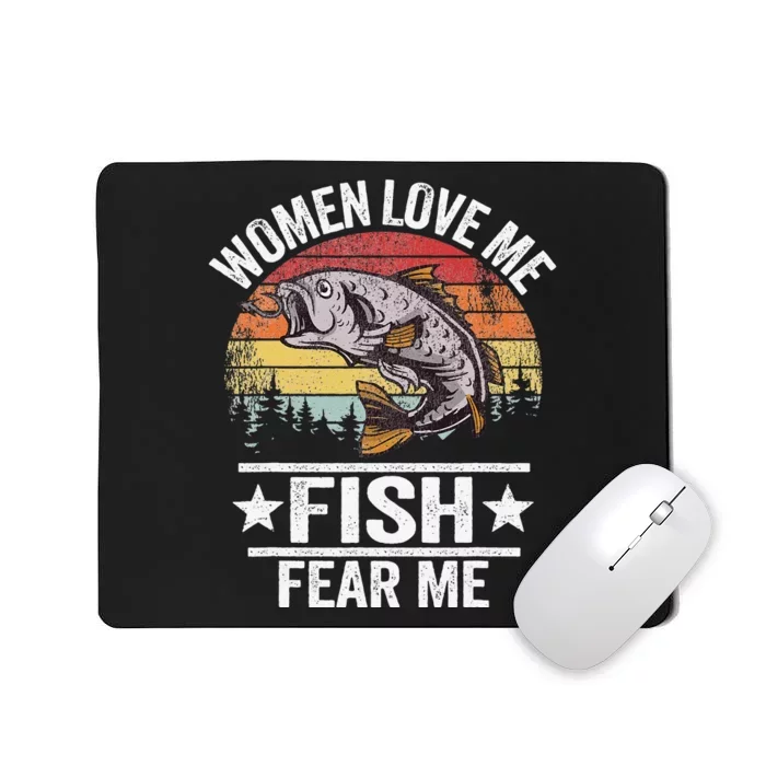 Love Me Fish Fear Me Fisher Vintage Funny Fishing Mousepad