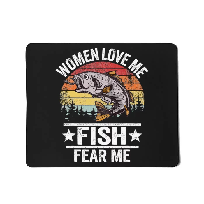 Love Me Fish Fear Me Fisher Vintage Funny Fishing Mousepad