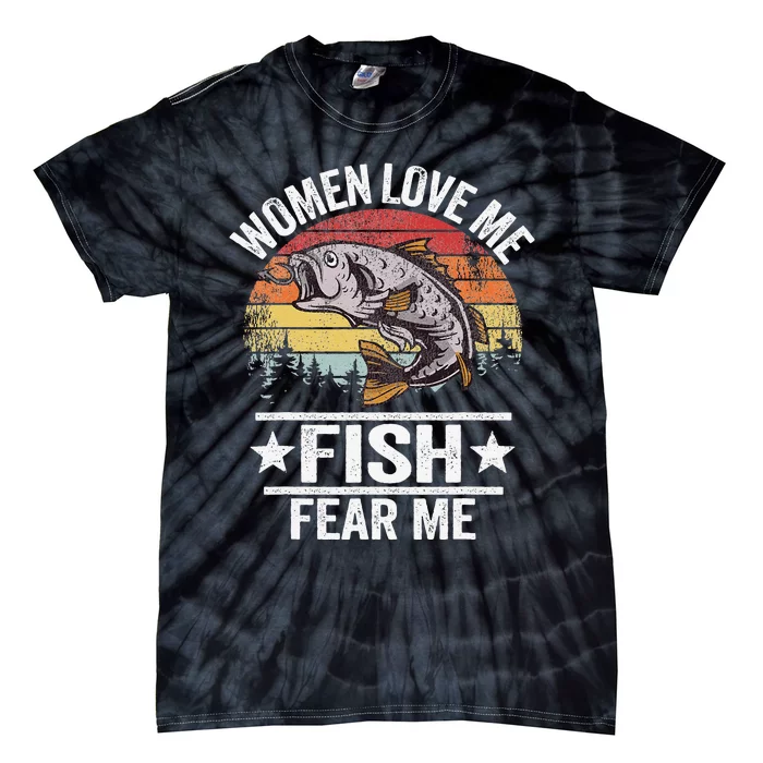 Love Me Fish Fear Me Fisher Vintage Funny Fishing Tie-Dye T-Shirt