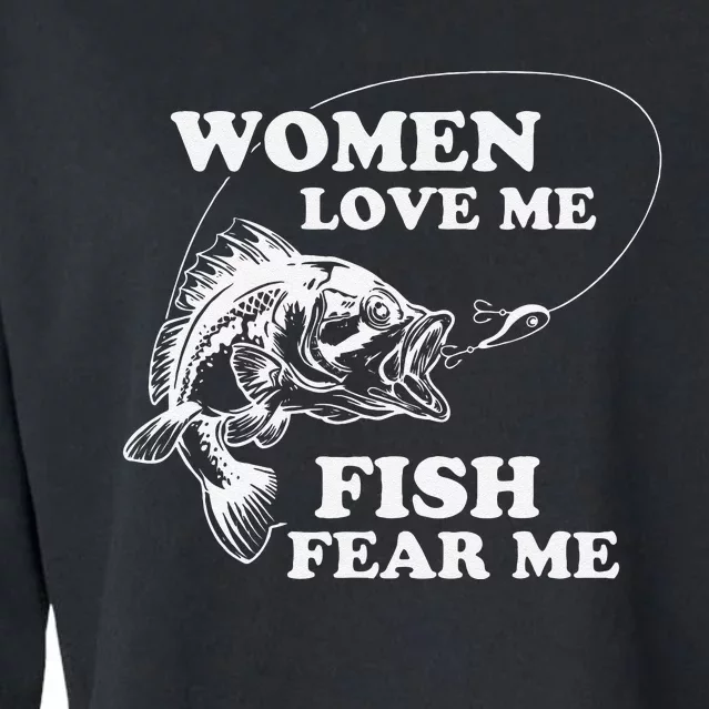 Love Me Fish Fear Me Funny Fathers Day Present For Cropped Pullover Crew