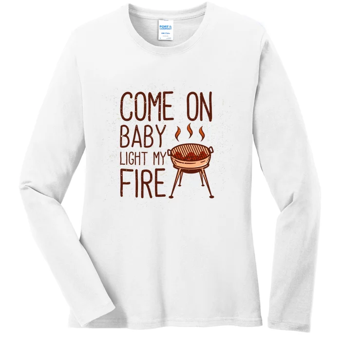 Light My Fire With Grill Ladies Long Sleeve Shirt