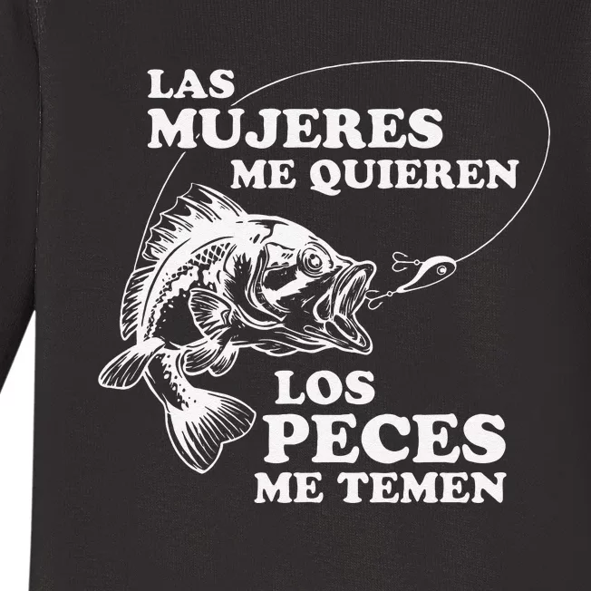 Love Me Fish Fear Me In Spanish Funny Gift For Baby Long Sleeve Bodysuit