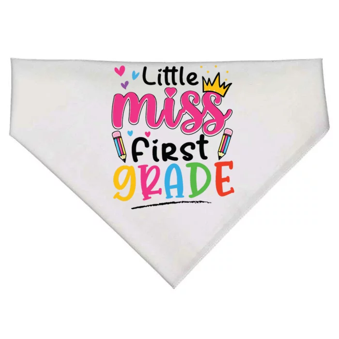 Little Miss First Grade Back To School 1st Grade Girl USA-Made Doggie Bandana