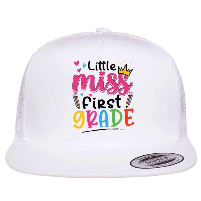 Little Miss First Grade Back To School 1st Grade Girl Flat Bill Trucker Hat