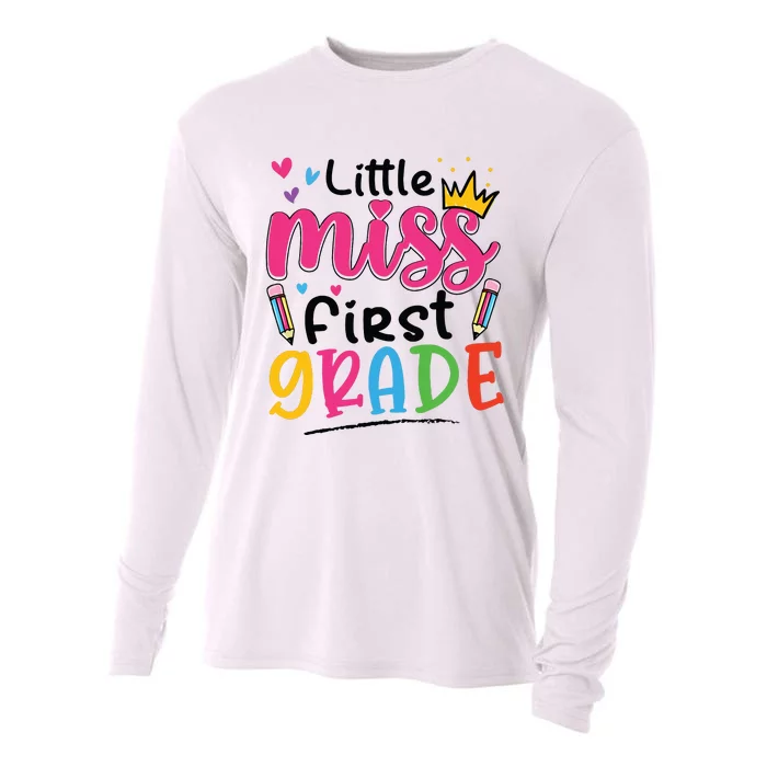 Little Miss First Grade Back To School 1st Grade Girl Cooling Performance Long Sleeve Crew