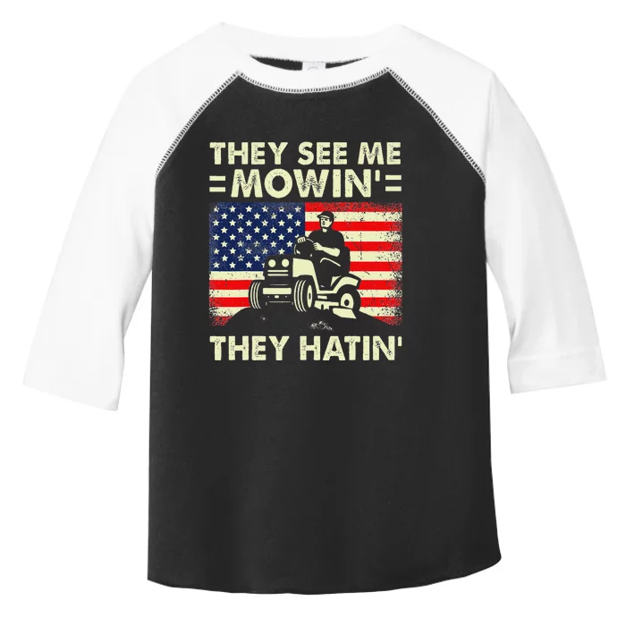 Lawn Mowing Funny See Me Mowing They Hatin Garden Dad Toddler Fine Jersey T-Shirt