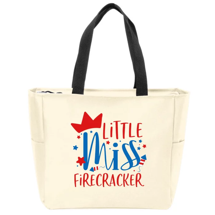 Little Miss Firecracker 4th of July Girl Outfits Zip Tote Bag