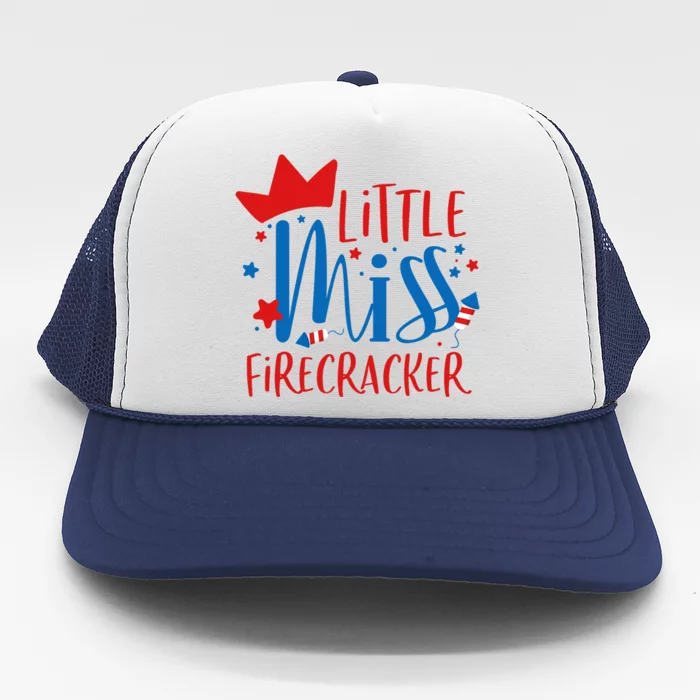 Little Miss Firecracker 4th of July Girl Outfits Trucker Hat