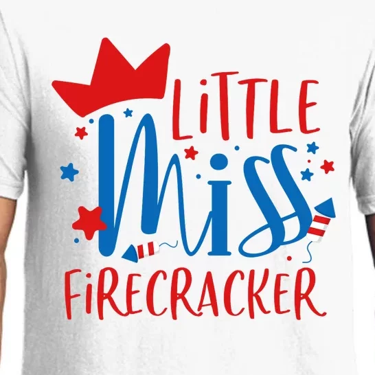 Little Miss Firecracker 4th of July Girl Outfits Pajama Set