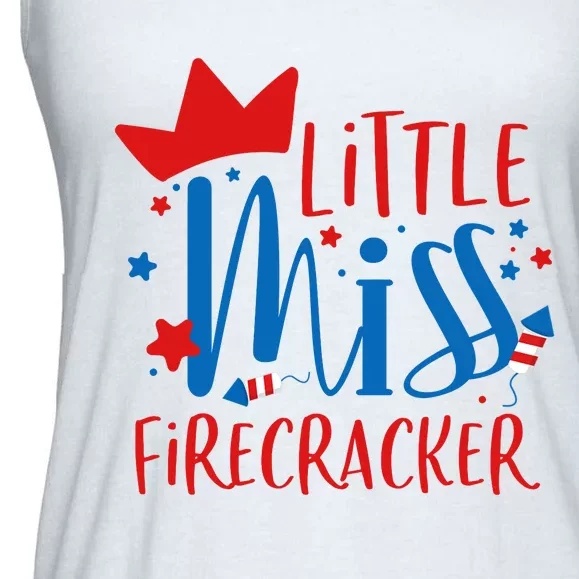 Little Miss Firecracker 4th of July Girl Outfits Ladies Essential Flowy Tank