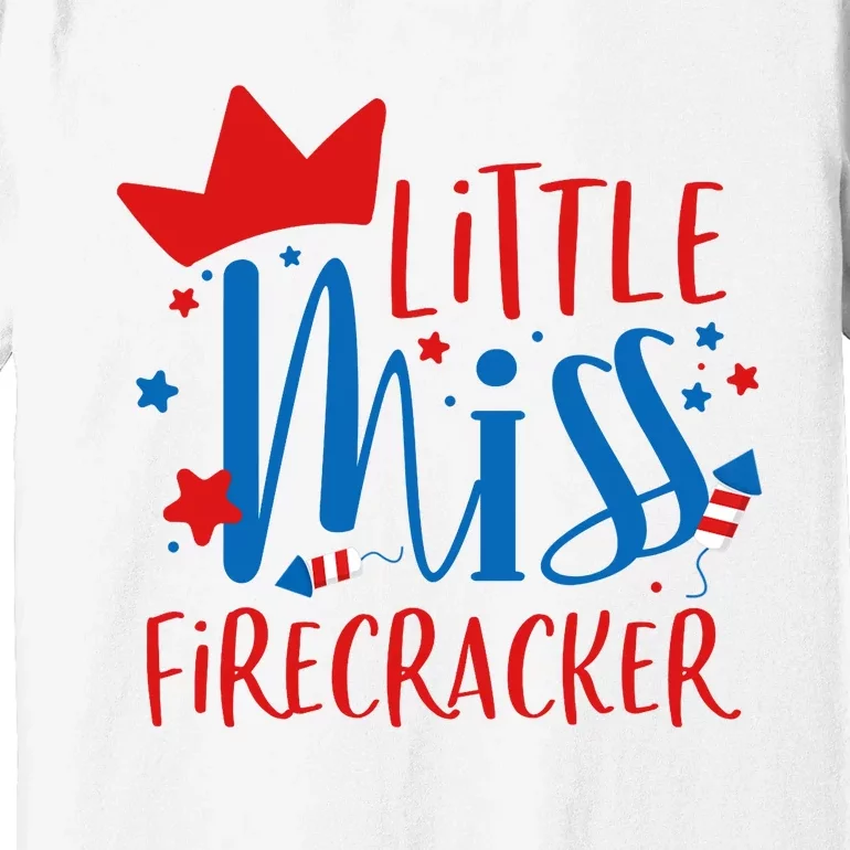 Little Miss Firecracker 4th of July Girl Outfits Premium T-Shirt