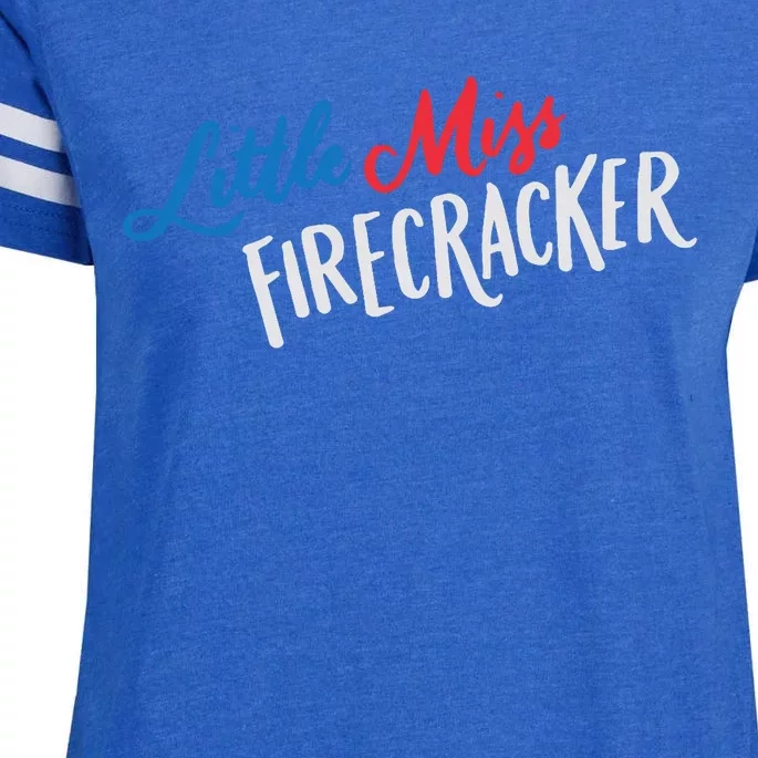 Little Miss Firecracker Fourth Of July Enza Ladies Jersey Football T-Shirt