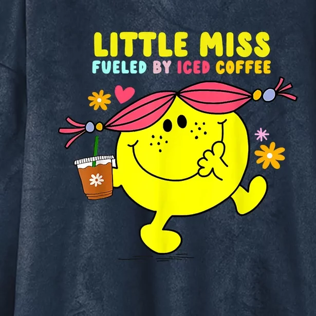 Little Miss Fueled By Iced Coffee Funny Coffee Drinking Hooded Wearable Blanket