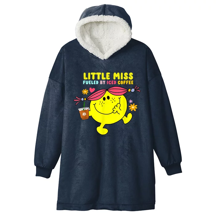 Little Miss Fueled By Iced Coffee Funny Coffee Drinking Hooded Wearable Blanket