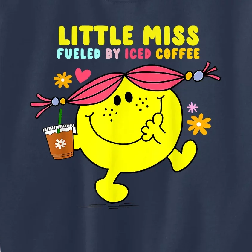 Little Miss Fueled By Iced Coffee Funny Coffee Drinking Kids Sweatshirt