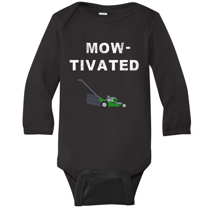 Lawn Mowing Funny Saying Mow Lawn Mower Grass Cutting Gift Baby Long Sleeve Bodysuit