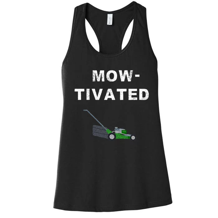 Lawn Mowing Funny Saying Mow Lawn Mower Grass Cutting Gift Women's Racerback Tank