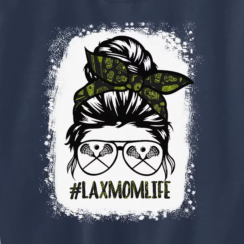 Lax Mom Funny Lacrosse Mom Messy Hair Bun Kids Sweatshirt