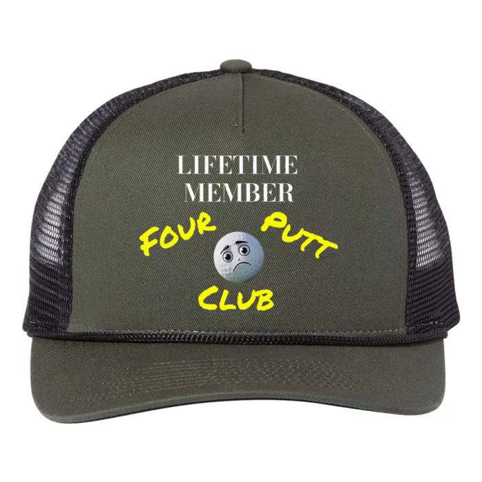 Lifetime Member Four Putt Club Golf Club Humorous Retro Rope Trucker Hat Cap