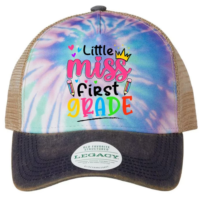 Little Miss First Grade Back To School 1st Grade Girl Legacy Tie Dye Trucker Hat