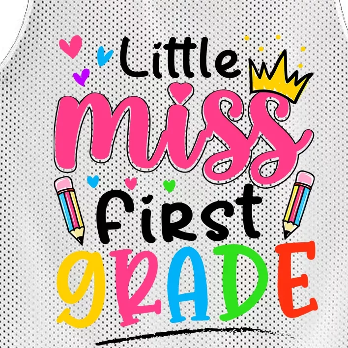 Little Miss First Grade Back To School 1st Grade Girl Mesh Reversible Basketball Jersey Tank