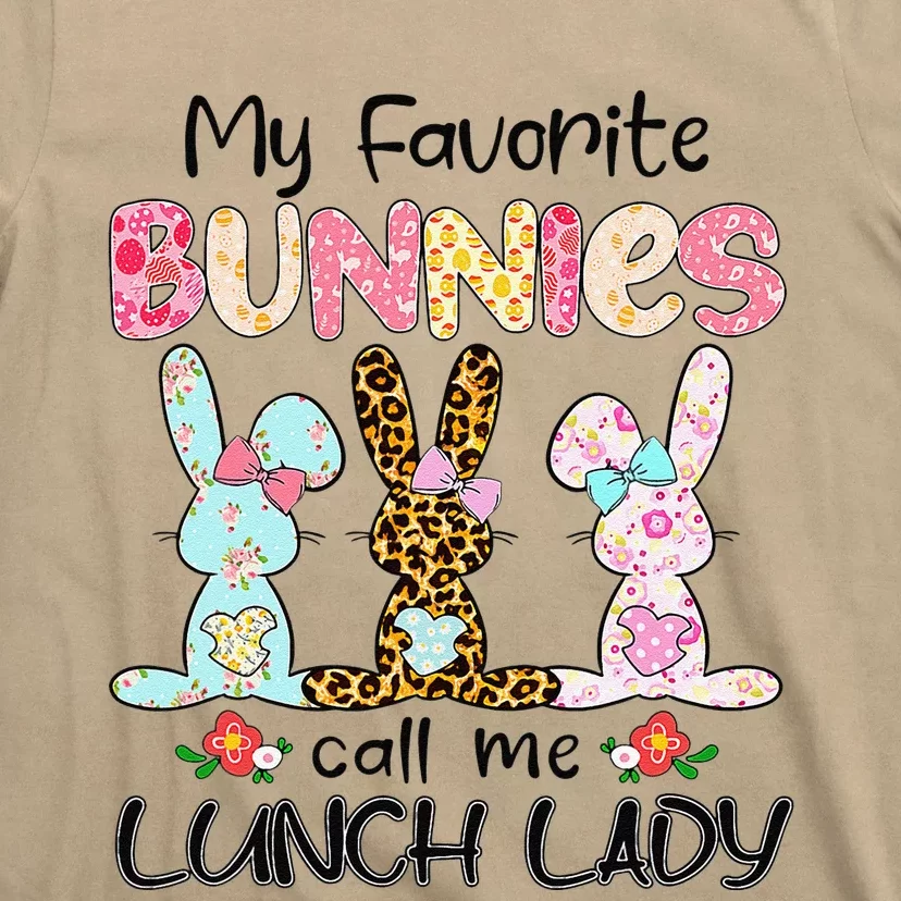 Leopard My Favorite Bunnies Call Me Lunch Lady Easter Day T-Shirt