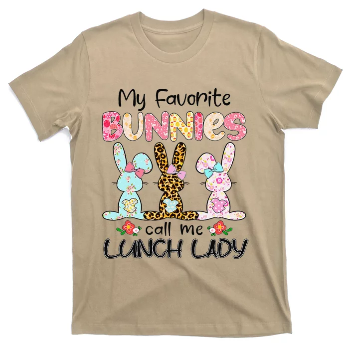 Leopard My Favorite Bunnies Call Me Lunch Lady Easter Day T-Shirt