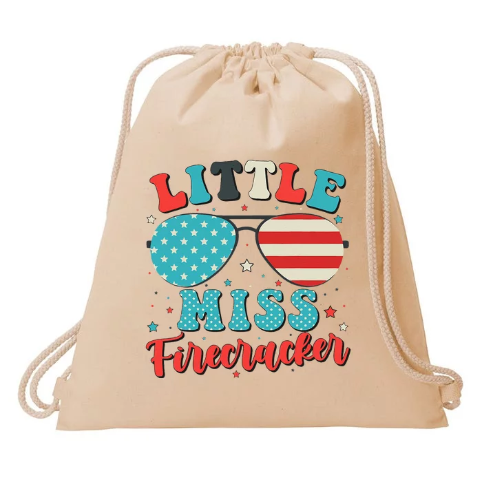 Little Miss Firecracker 4th Of July Drawstring Bag