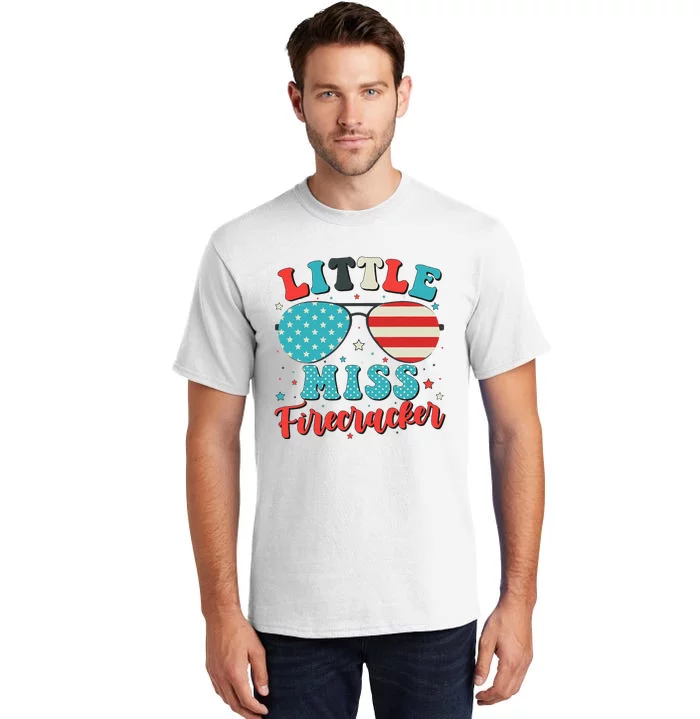 Little Miss Firecracker 4th Of July Tall T-Shirt