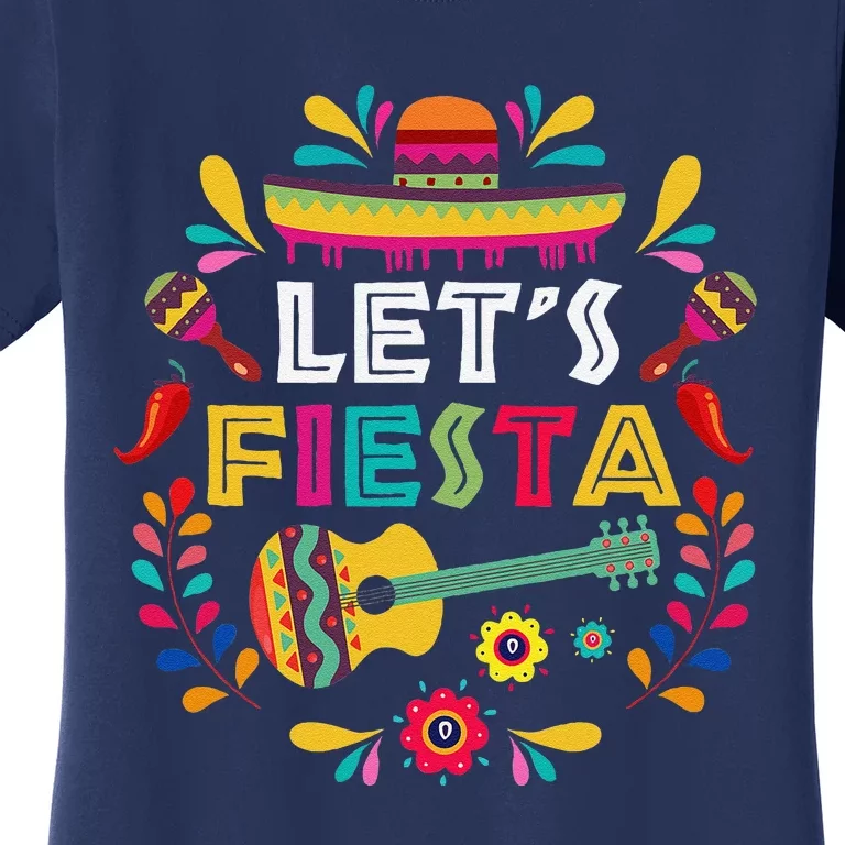 Lets Mexican Fiesta Cinco De Mayo Party Colourful Guitar Fun Women's T-Shirt