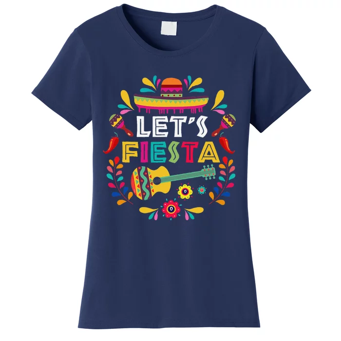 Lets Mexican Fiesta Cinco De Mayo Party Colourful Guitar Fun Women's T-Shirt