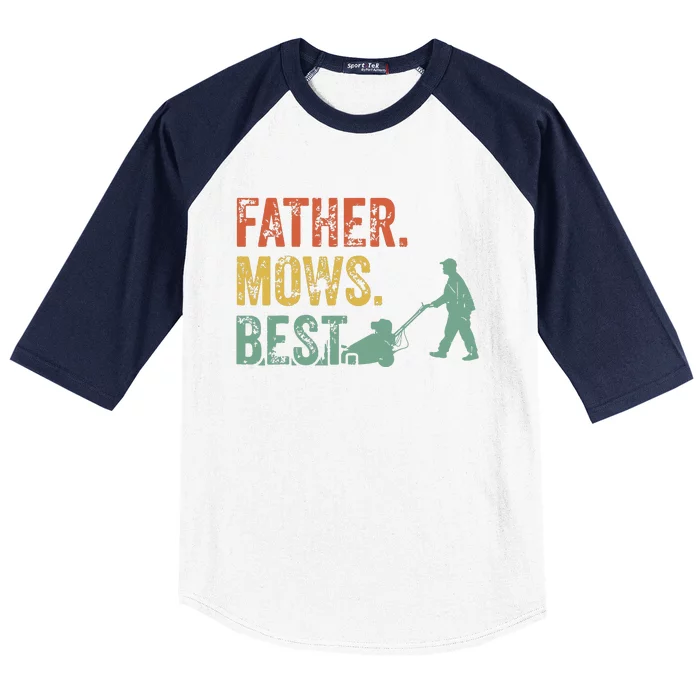 Lawn Mowing Father Day Mows Best Mower Gift Gardening Dad Baseball Sleeve Shirt