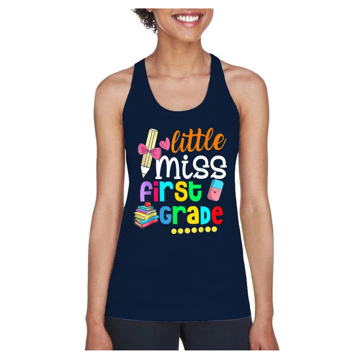 Little Miss First Grade Shirt Back To School 1st Grader Women's Racerback Tank