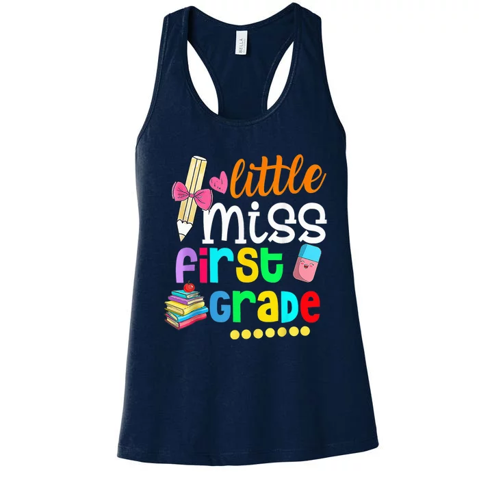 Little Miss First Grade Shirt Back To School 1st Grader Women's Racerback Tank