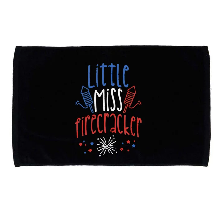 Little Miss Firecracker Funny 4th Of July Pride Girl Gift Microfiber Hand Towel