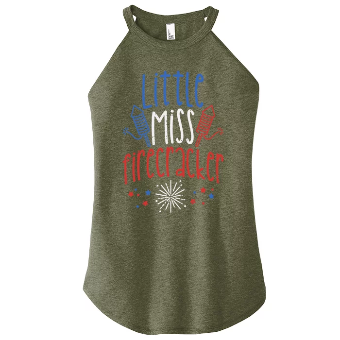 Little Miss Firecracker Funny 4th Of July Pride Girl Gift Women’s Perfect Tri Rocker Tank