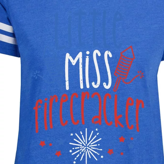 Little Miss Firecracker Funny 4th Of July Pride Girl Gift Enza Ladies Jersey Football T-Shirt